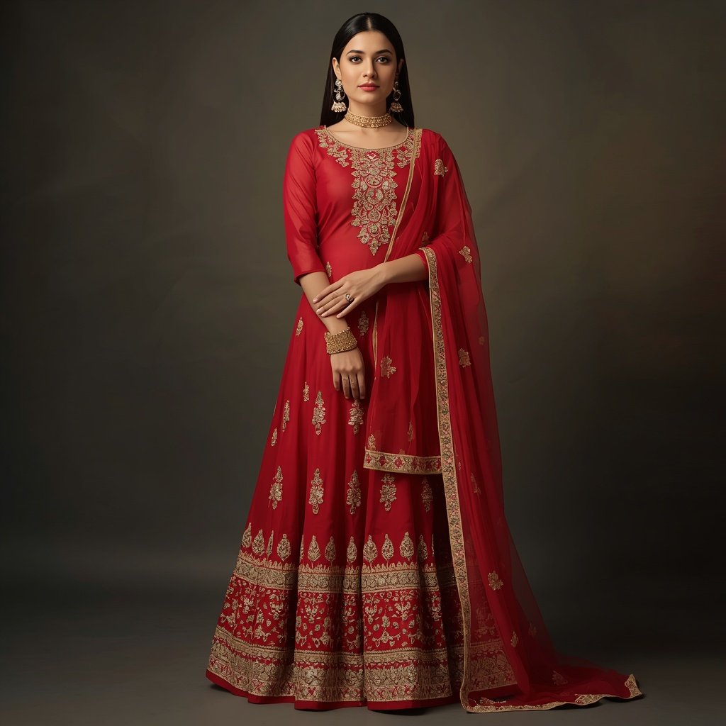 Classic Red Ethnic Anarkali Dress